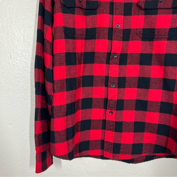 NWT Goodfellow Red Buffalo Check Plaid Long Sleeve Button Down Shirt - Picture 7 of 12